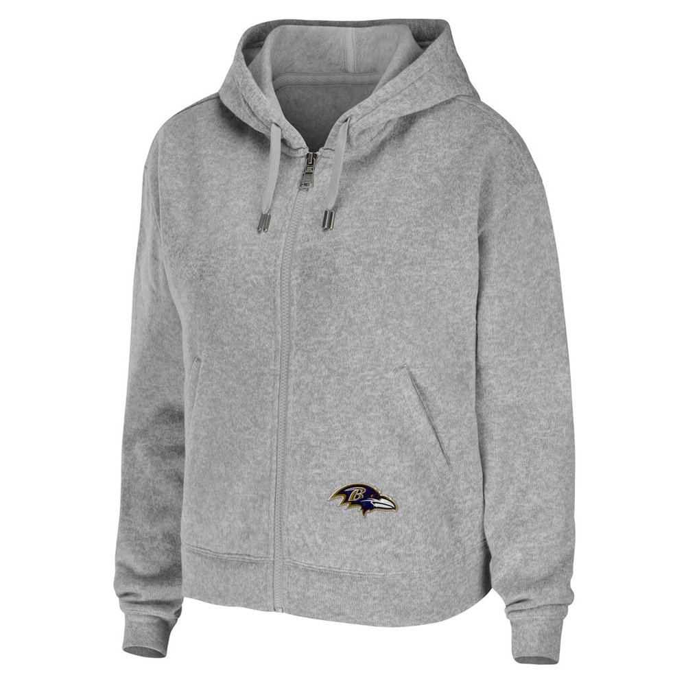 Baltimore Ravens NFL Women's WEAR by Erin Andrews Heathered Gray Full-Zip Hoodie
